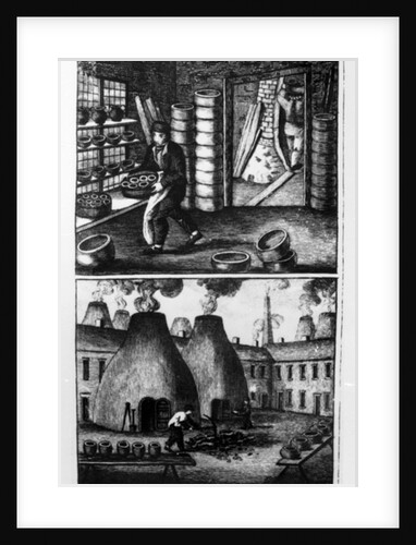 Placing the 'dipped' ware in the 'glazing' oven, 1827 by English School