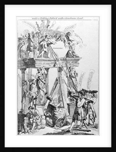 Britannia in Distress Under a Tott'ring Fabrick with a cumberous load, circa 1756 by English School