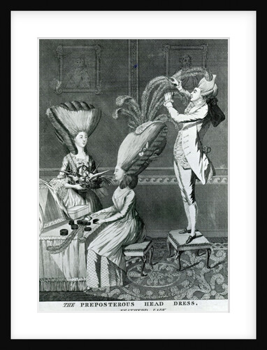 The Preposterous Head Dress, or the Featherd Lady, 1776 by Matthew or Matthias Darly