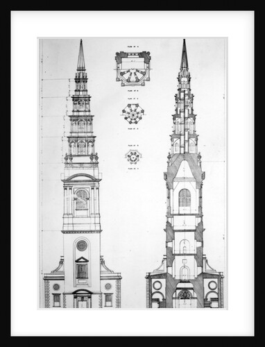 St. Brides, Fleet Street, Elevation of the West End, 19th Century by English School