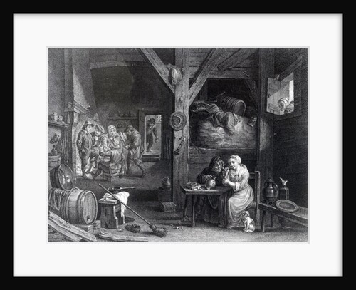La Fumeuse, print by Jean Baptiste Patas after David Teniers the Younger, 1786-1808 by School French