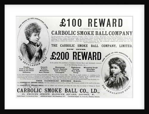 Advertisement for the Carbolic Smoke Ball Company, 1893 by English School