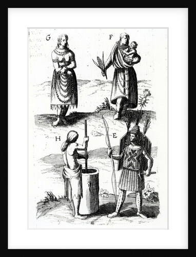 Illustrations of Algonquin dress, engraving from Voyages of Sieur de Champlain by Samuel de Champlain, 17th century by Samuel de Champlain