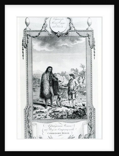 A Patagonian Woman and Boy in Company with Commodore Byron, illustration taken from Moore's Voyages and Travels, 1778 by English School