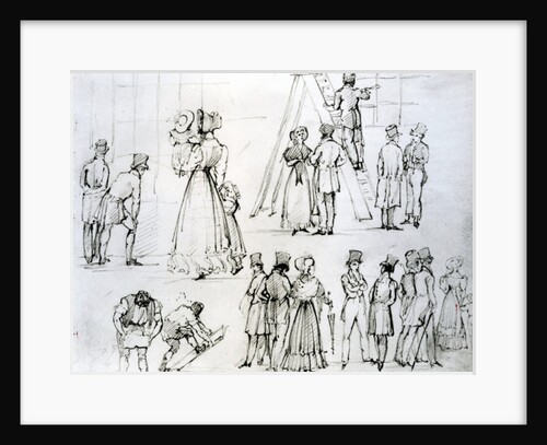 Street scene with a window cleaner by George the Elder Scharf