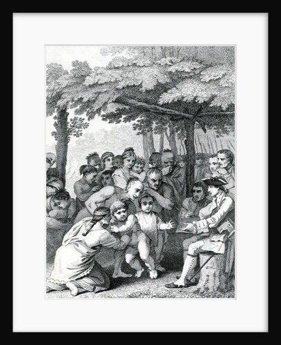 The Indians delivering up the English Captives to Colonel Bouquet near his Camp at the Forks of Muskingham in North Anerica by English School