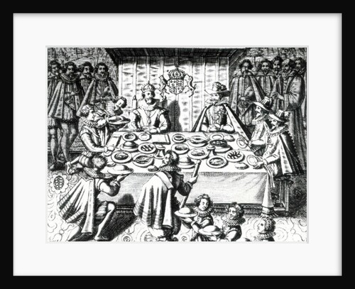 King James feasting with Spanish ambassadors, 1624 by Melchior Tavernier