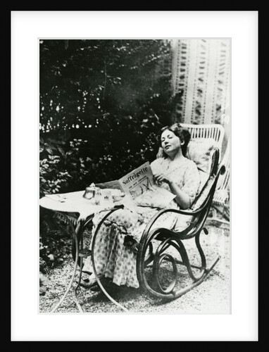 Christabel Pankhurst reading a copy of 'The Suffragette' c.1905-14 by English Photographer