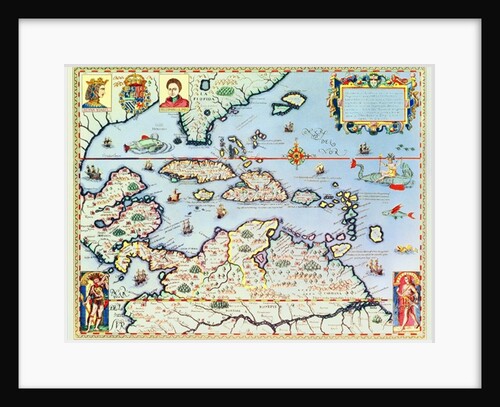 Map of the Caribbean islands and the American state of Florida by Theodor de Bry