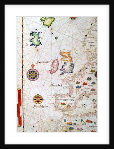 The British Isles, Iberia and Northwest Africa, detail from a world atlas, 1565 by Diego Homem