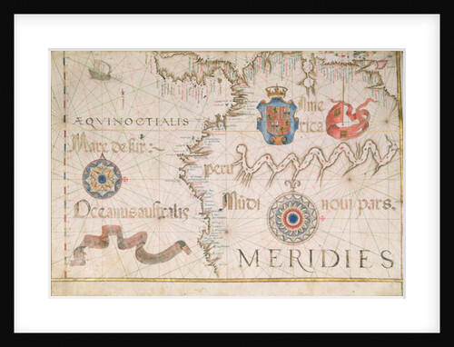 Peru and the Amazon, detail from a world atlas, 1565 by Diego Homem
