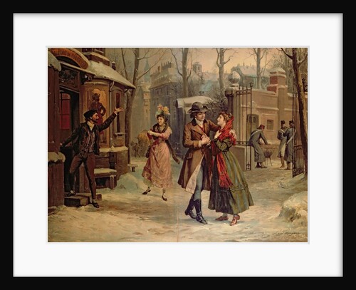 Scenery for the scene with Mimi and Rodolfo in the opera 'La Boheme' by Giacomo Puccini by Luigi Morgari