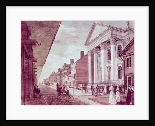High street with the first Presbyterian Church, Philadelphia, 1799 by American School