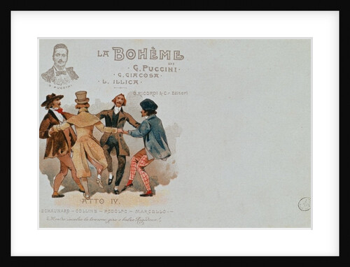 Commemorative Postcard of the opera La Boheme by Italian School