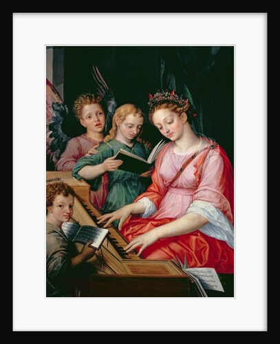 St. Cecilia Accompanied by Three Angels by Michiel I Coxie or Coxcie