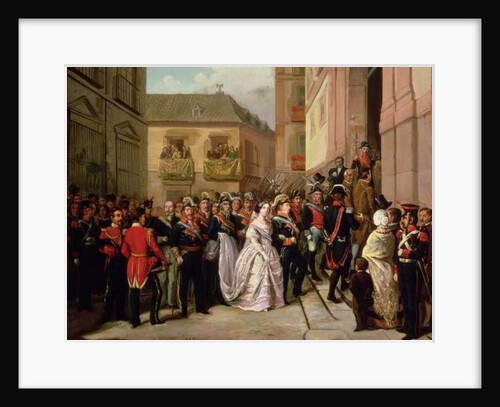 Isabella II of Spain and her husband Francisco de Assisi visiting the Church of Santa Maria by Ramon Soldevila Trepat