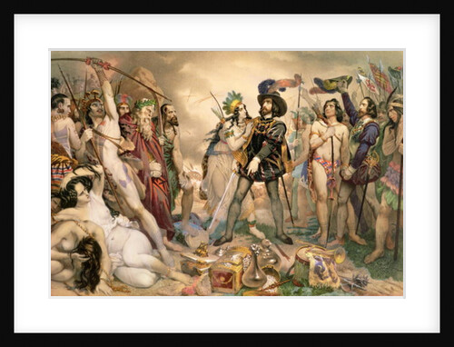 Conquest of Mexico: Hernando Cortes destroying his fleet at Vera Cruz, 1519 by Nicholas Eustache (after) Maurin