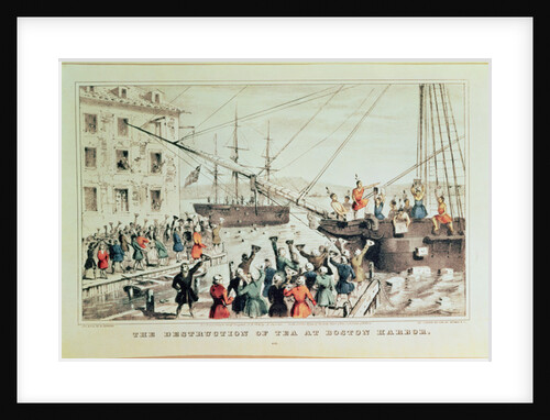 The Destruction of Tea at Boston Harbor, 1846 by N. and Ives J.M. (1824-95) Currier