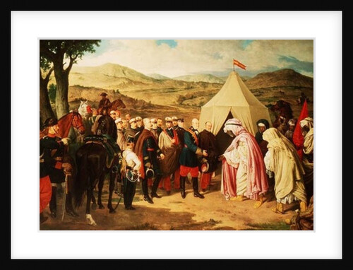 The Spanish meet with the Moroccans to negotiate a Peace Settlement, after a painting by Joachin Dominguez Becquer, Joachin by José Chaves Ortiz