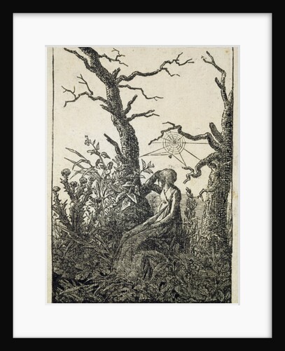 The Woman with a spider's web in the middle of leafless trees by Caspar David Friedrich