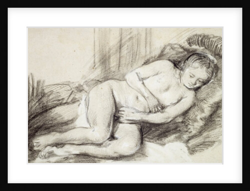 Reclining Female Nude by Rembrandt Harmensz. van Rijn