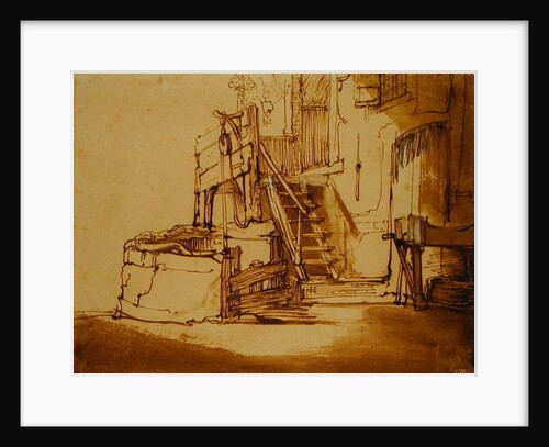 The well in front of the farmhouse by Rembrandt Harmensz. van Rijn