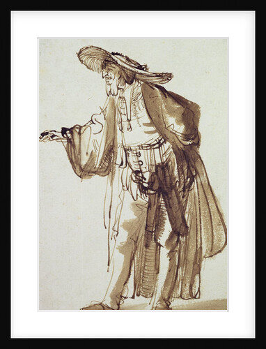 Actor with a Broad-rimmed Hat by Rembrandt Harmensz. van Rijn