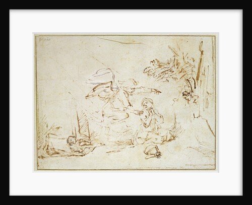 The Angel Appears to Hagar and Ishmael in the Wilderness by Rembrandt Harmensz. van Rijn