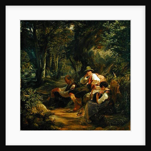 Three Upper Bavarians Resting on an Alpine Path, 1841 by Hermann Kauffmann