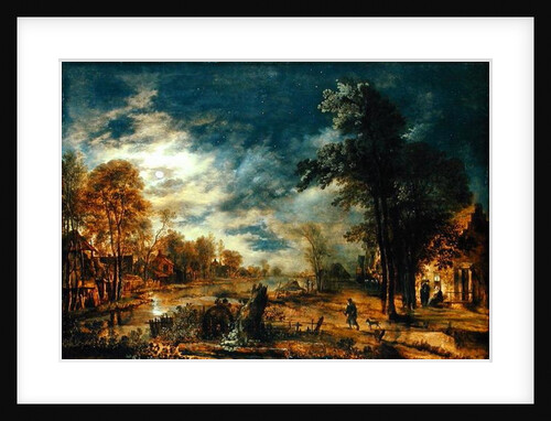 Moonlit Landscape with a Village by Aert van der Neer