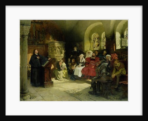 Luther Preaches using his Bible Translation while Imprisoned at Wartburg, 1882 by Hugo Vogel