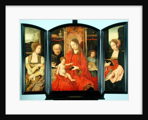 The Holy Family with St. Catherine and St. Barbara, triptych by Master of the Holy Blood