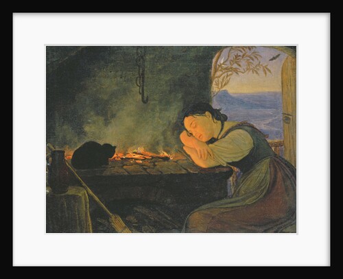 Girl Sleeping by the Fire, 1843 by Rudolph Friedrich Wasmann