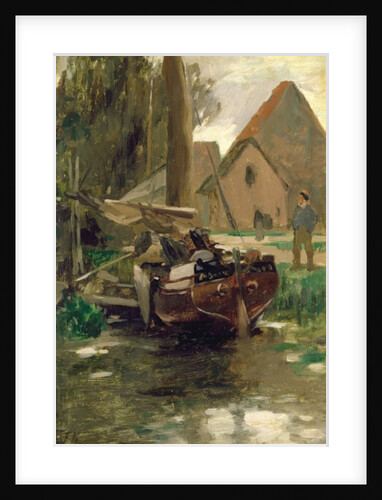 Small Harbour with a Boat by Thomas Ludwig Herbst