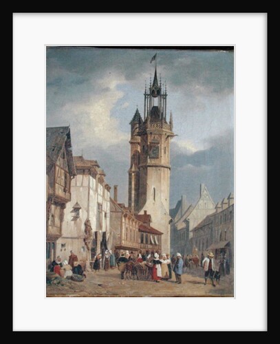 French Town Scene with a Bell Tower by German School