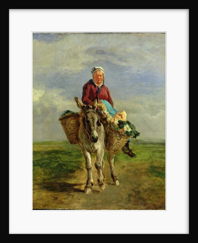 Country Woman Riding a Donkey by Constant-Emile Troyon