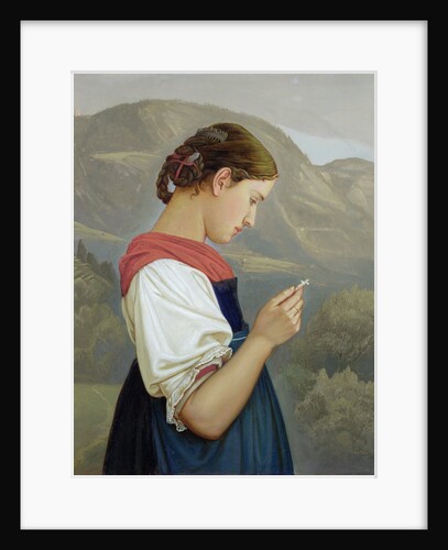 Tyrolean Girl Contemplating a Crucifix, 1865 by Rudolph Friedrich Wasmann