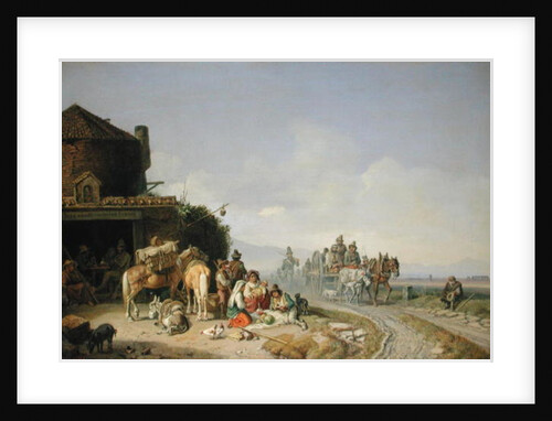 Travellers Before a Roadside Inn by Heinrich Burkel