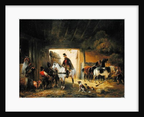 A Rider watering his Horse in a Stable, 1840 by Joseph Moerenhout