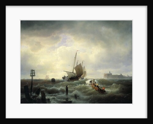 The Entrance to the Harbour at Hellevoetsluys, 1850 by Andreas Achenbach