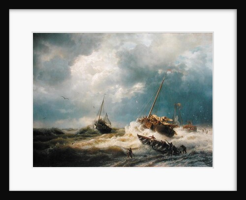 Ships in a Storm on the Dutch Coast, 1854 by Andreas Achenbach