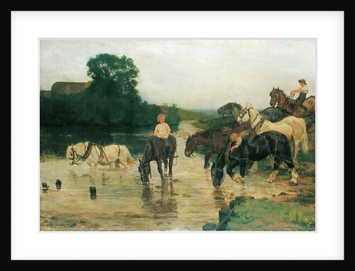 Bathing Horses after Work, 1884 by William Frank Calderon