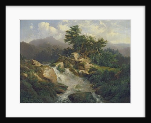 Forest Landscape with Waterfall by Julius Bakof