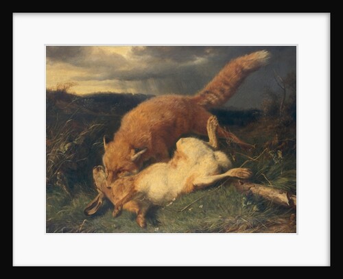 Fox and Hare, 1866 by Johann Baptist Hofner