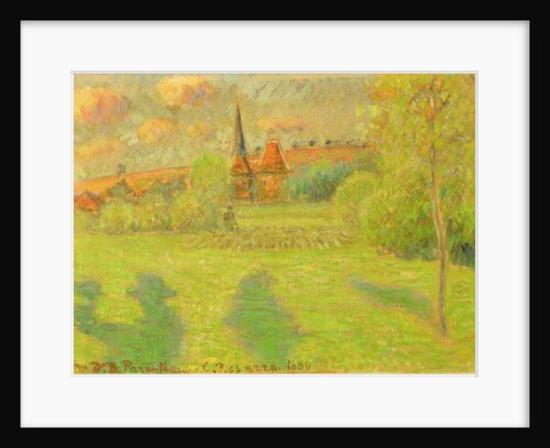 The shepherd and the church of Eragny, 1889 by Camille Pissarro
