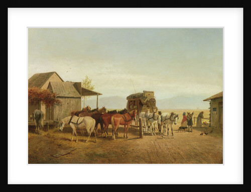 California Stagecoach Halt, 1875 by William Hahn