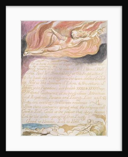 The Marriage of Heaven and Hell; 'As a new heaven is begun', c.1790 by William Blake