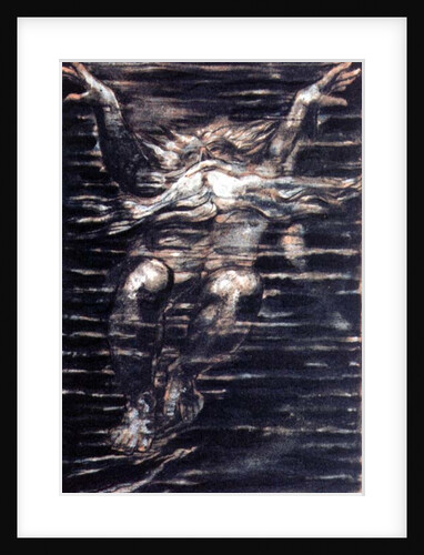 The First Book of Urizen; Bearded man swimming through water, 1794 by William Blake
