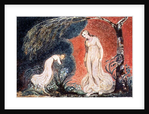 Book of Thel; the Lily bowing before Thel, before going off 'to mind her numerous charge among the verdant grass', 1789 by William Blake