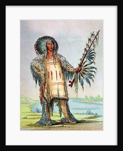 Mandan Indian Ha-Na-Tah-Muah, Wolf chief by George Catlin